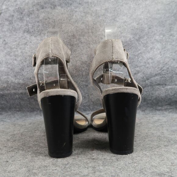 Sam Edelman Shoes Womens 6.5 Heeled Sandals Ankle Straps Leather Block Heel Grey - Picture 4 of 15